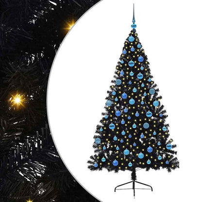 vidaXL Artificial Pre-lit Christmas Tree Black 180 cm PVC - 50824
