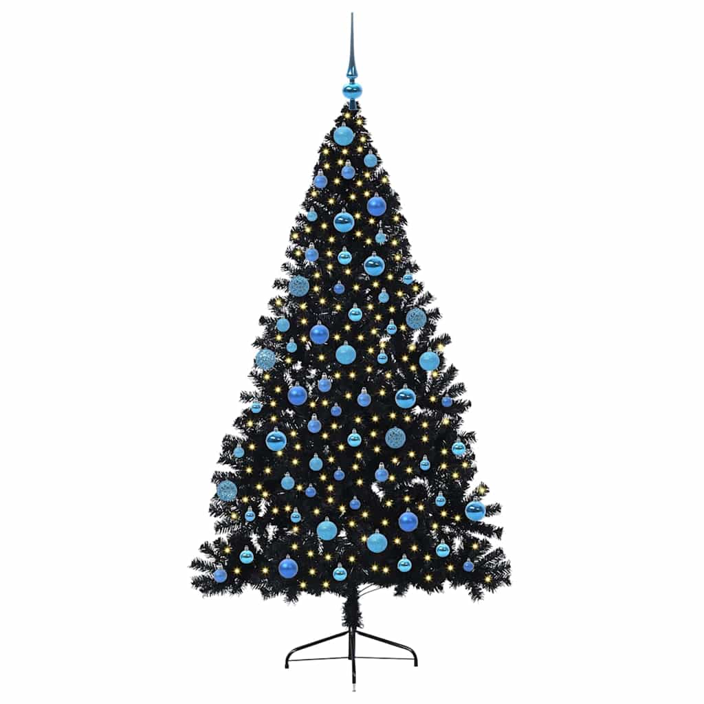 vidaXL Artificial Pre-lit Christmas Tree Black 180 cm PVC - 50824