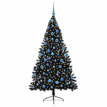 vidaXL Artificial Pre-lit Christmas Tree Black 180 cm PVC - 50824
