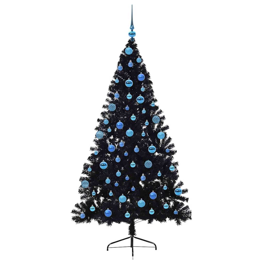 vidaXL Artificial Pre-lit Christmas Tree Black 180 cm PVC - 50824