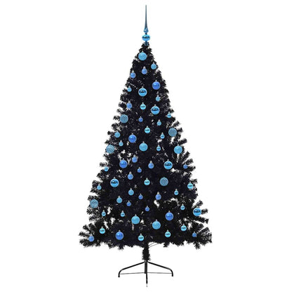 vidaXL Artificial Pre-lit Christmas Tree Black 180 cm PVC - 50824