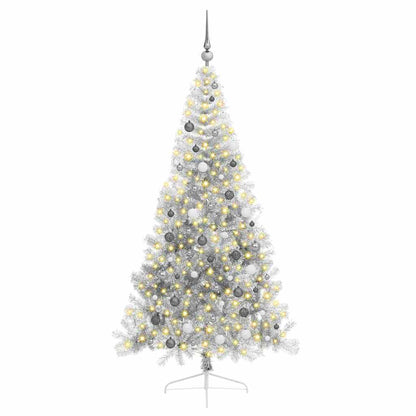 vidaXL Artificial Pre-lit Christmas Tree Silver 210 cm PET - 50838