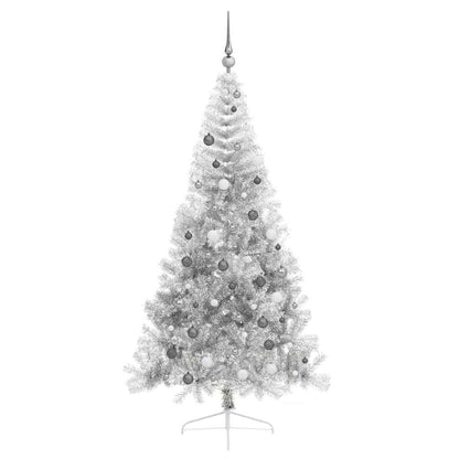 vidaXL Artificial Pre-lit Christmas Tree Silver 210 cm PET - 50838