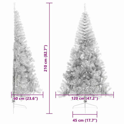 vidaXL Artificial Pre-lit Christmas Tree Silver 210 cm PET - 50838