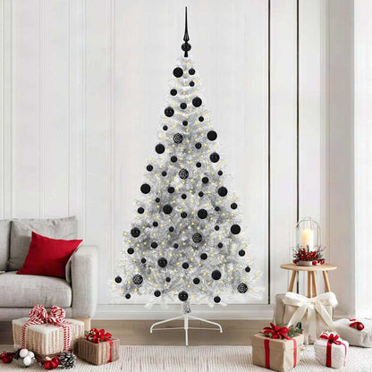 vidaXL Artificial Pre-lit Christmas Tree Silver 210 cm PET - 50847