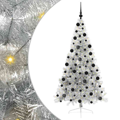 vidaXL Artificial Pre-lit Christmas Tree Silver 210 cm PET - 50847