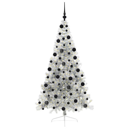 vidaXL Artificial Pre-lit Christmas Tree Silver 210 cm PET - 50847