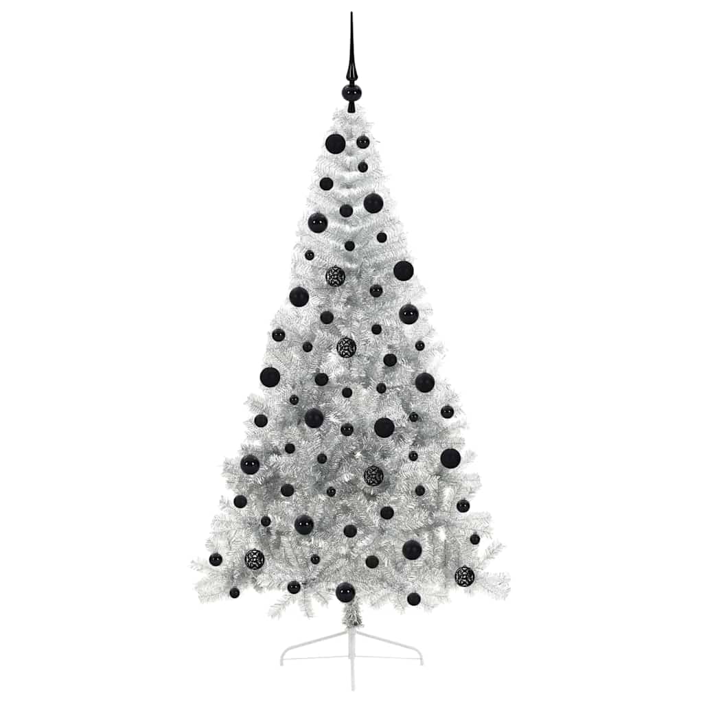 vidaXL Artificial Pre-lit Christmas Tree Silver 210 cm PET - 50847