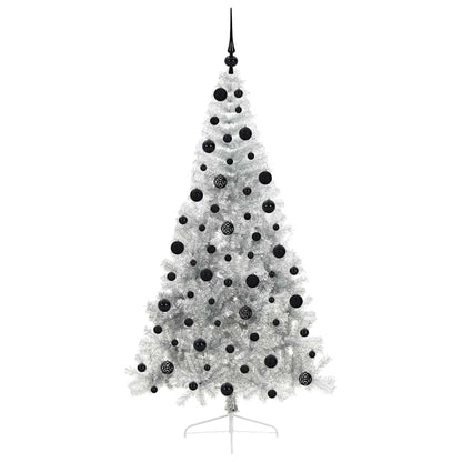 vidaXL Artificial Pre-lit Christmas Tree Silver 210 cm PET - 50847