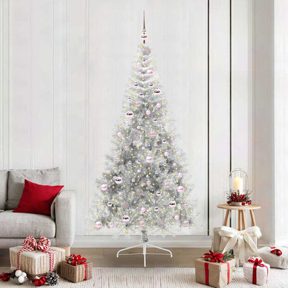 vidaXL Artificial Pre-lit Christmas Tree Silver 210 cm PET - 50851