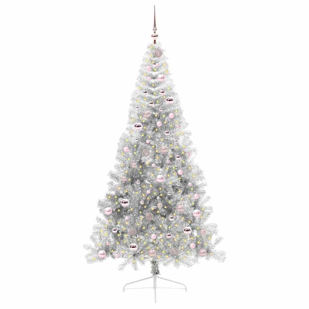 vidaXL Artificial Pre-lit Christmas Tree Silver 210 cm PET - 50851