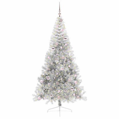 vidaXL Artificial Pre-lit Christmas Tree Silver 210 cm PET - 50851