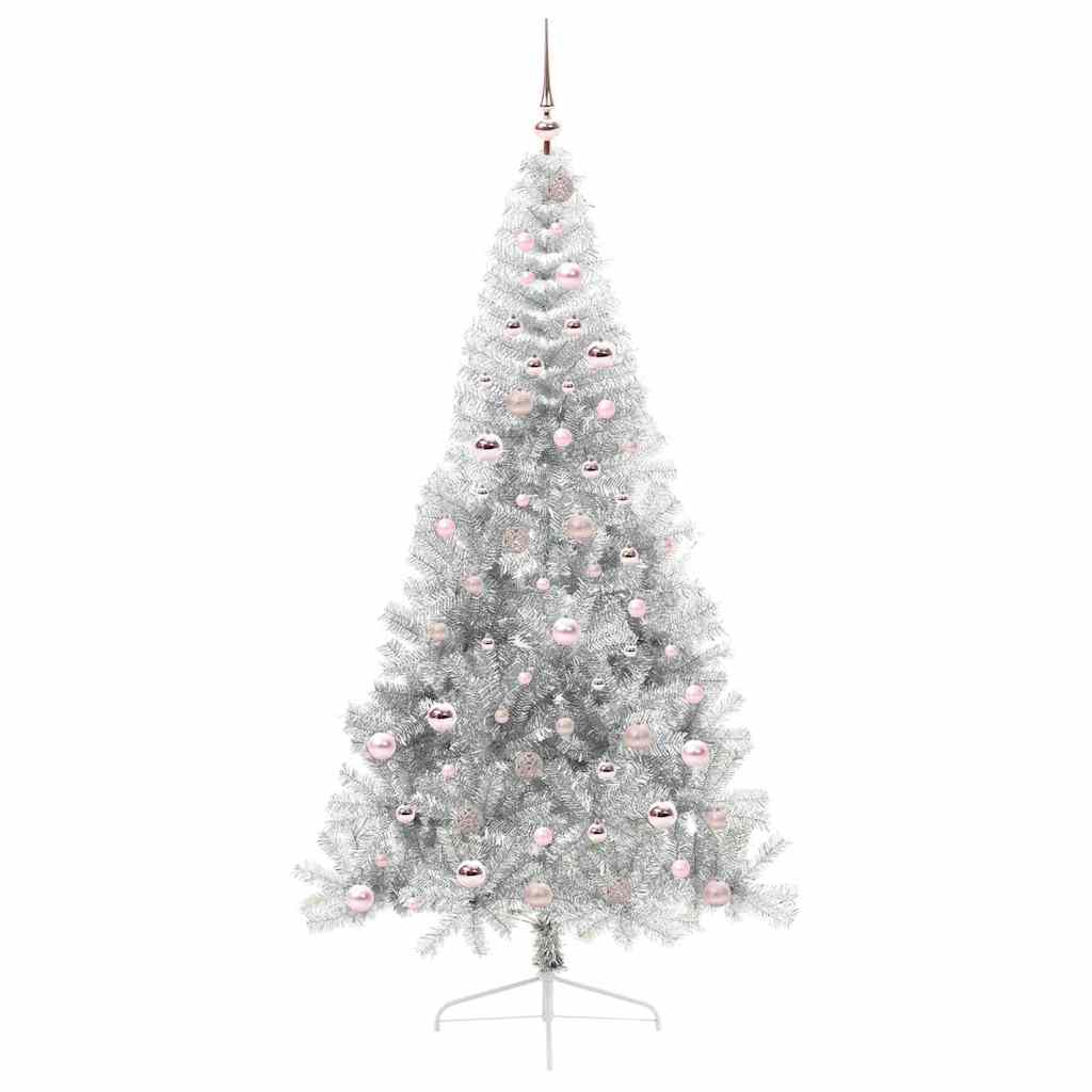 vidaXL Artificial Pre-lit Christmas Tree Silver 210 cm PET - 50851