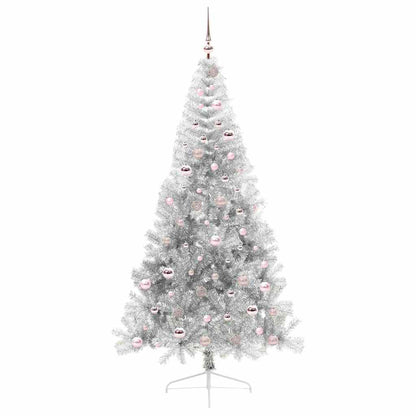 vidaXL Artificial Pre-lit Christmas Tree Silver 210 cm PET - 50851