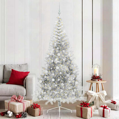 vidaXL Artificial Pre-lit Christmas Tree Silver 210 cm PET - 50852