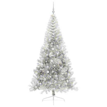 vidaXL Artificial Pre-lit Christmas Tree Silver 210 cm PET - 50852