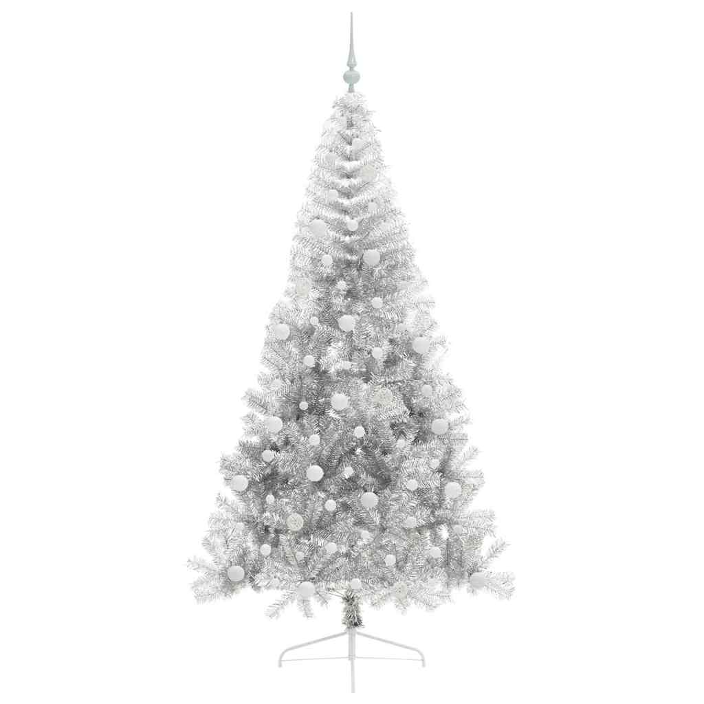 vidaXL Artificial Pre-lit Christmas Tree Silver 210 cm PET - 50852