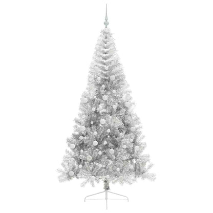 vidaXL Artificial Pre-lit Christmas Tree Silver 210 cm PET - 50852