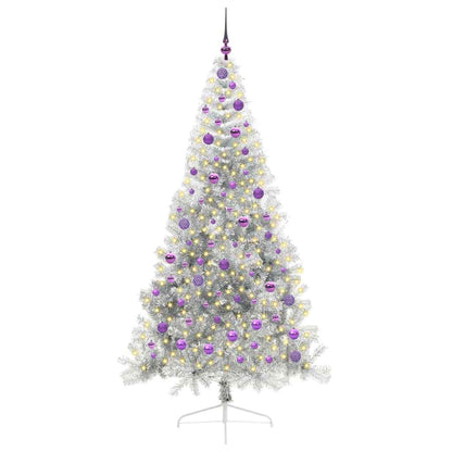 vidaXL Artificial Pre-lit Christmas Tree Silver 210 cm PET - 50853