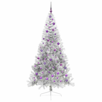 vidaXL Artificial Pre-lit Christmas Tree Silver 210 cm PET - 50853