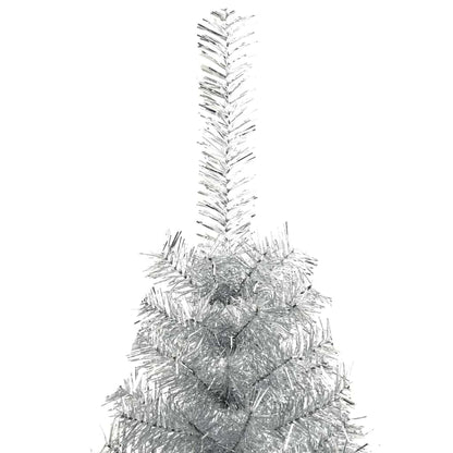 vidaXL Artificial Pre-lit Christmas Tree Silver 210 cm PET - 50854