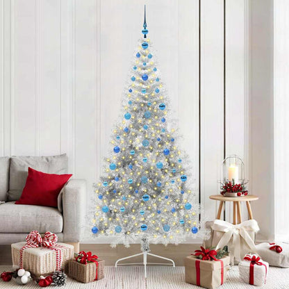 vidaXL Artificial Pre-lit Christmas Tree Silver 210 cm PET - 50854