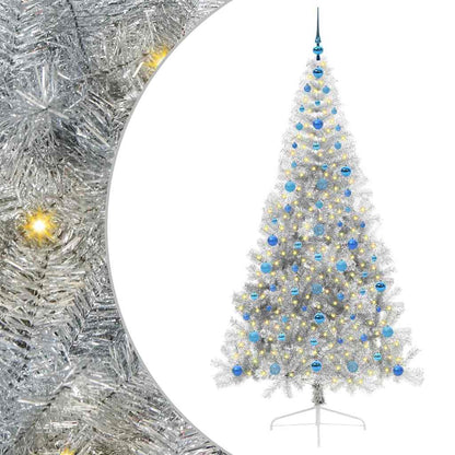 vidaXL Artificial Pre-lit Christmas Tree Silver 210 cm PET - 50854