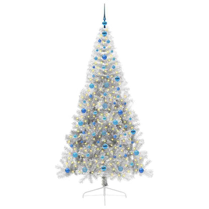 vidaXL Artificial Pre-lit Christmas Tree Silver 210 cm PET - 50854