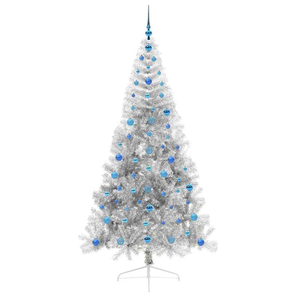 vidaXL Artificial Pre-lit Christmas Tree Silver 210 cm PET - 50854