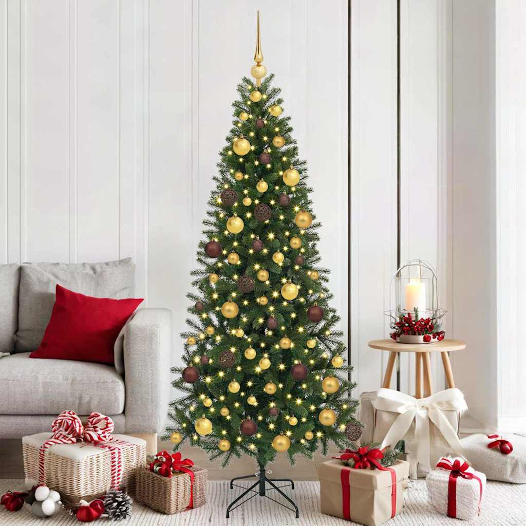 vidaXL Artificial Christmas Tree with 300 LEDs Green 180 cm PE and PVC