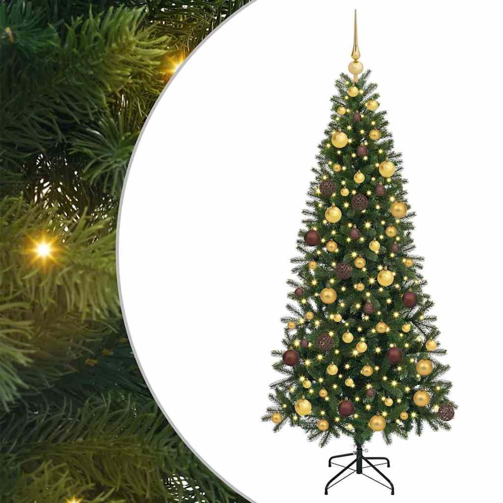 vidaXL Artificial Christmas Tree with 300 LEDs Green 180 cm PE and PVC