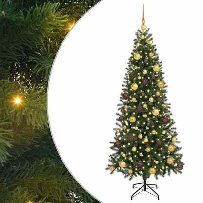 vidaXL Artificial Christmas Tree with 300 LEDs Green 180 cm PE and PVC