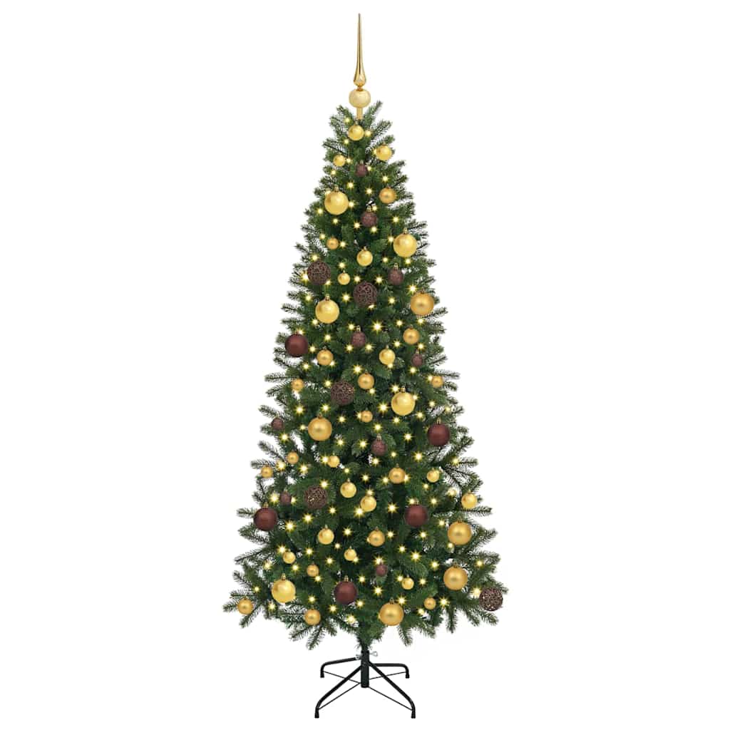 vidaXL Artificial Christmas Tree with 300 LEDs Green 180 cm PE and PVC