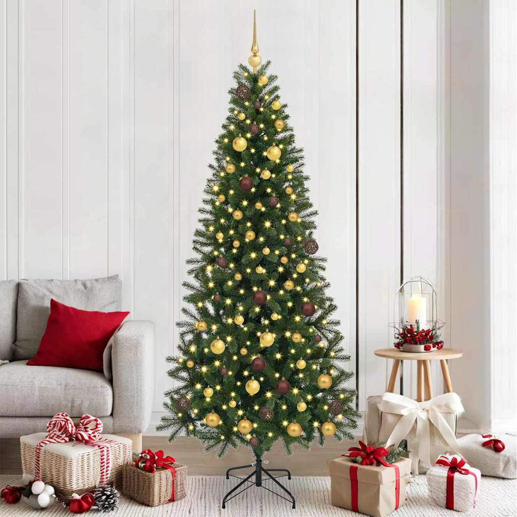 vidaXL Artificial Christmas Tree with 300 LEDs Green 210 cm PE and PVC