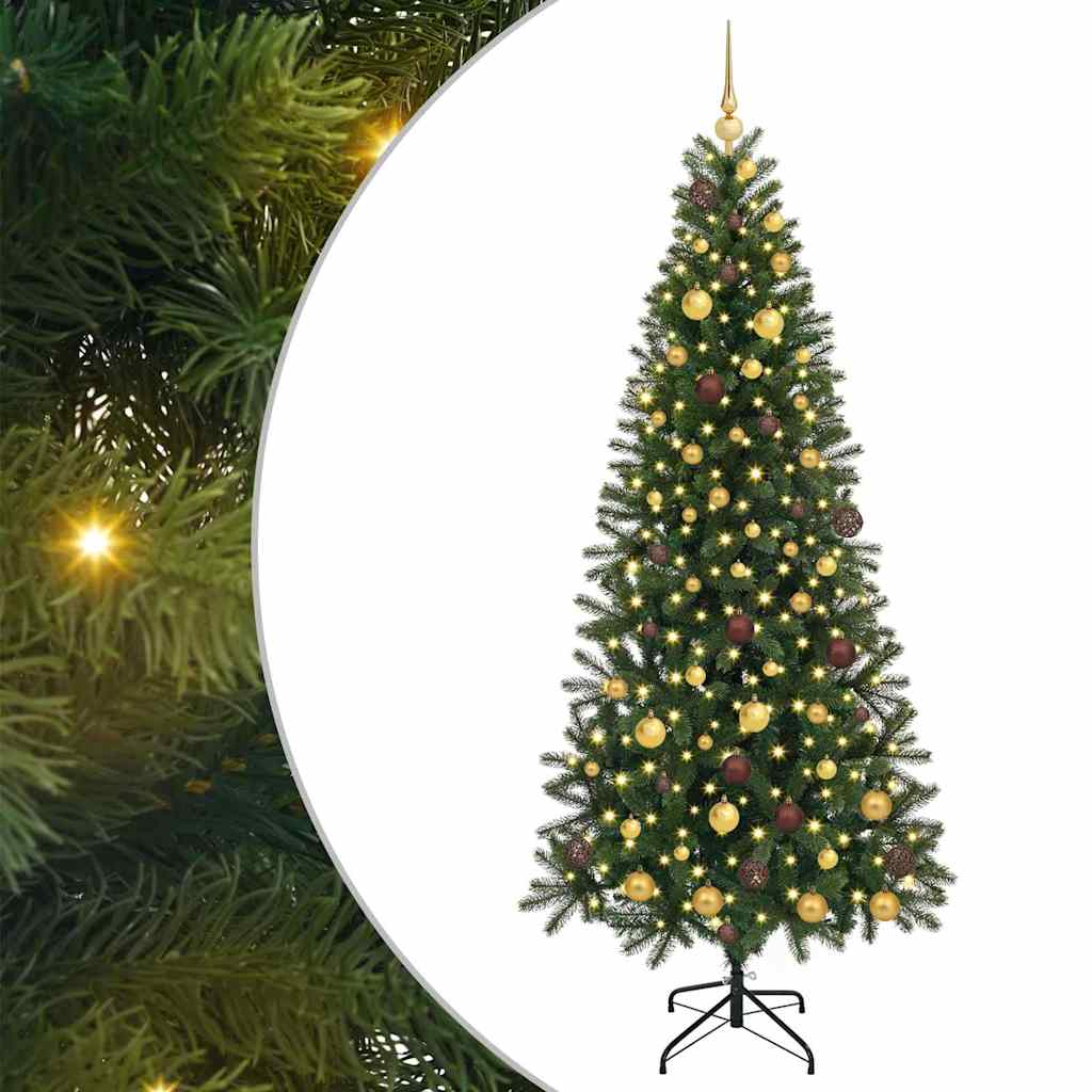 vidaXL Artificial Christmas Tree with 300 LEDs Green 210 cm PE and PVC
