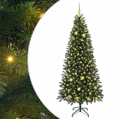 vidaXL Artificial Christmas Tree with 300 LEDs Green 210 cm PE and PVC