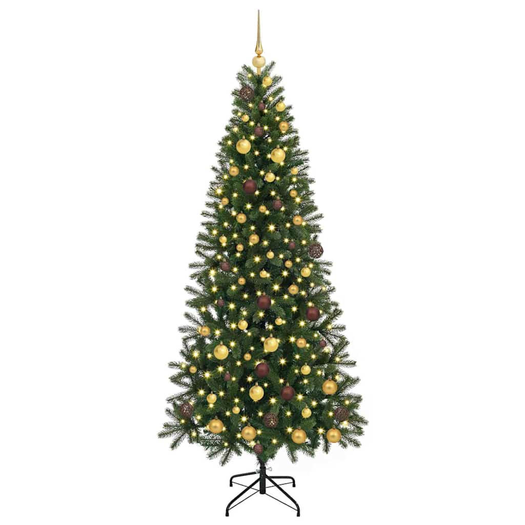 vidaXL Artificial Christmas Tree with 300 LEDs Green 210 cm PE and PVC