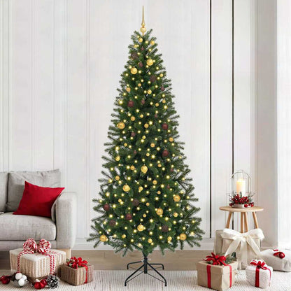 vidaXL Artificial Christmas Tree with 300 LEDs Green 240 cm PE and PVC