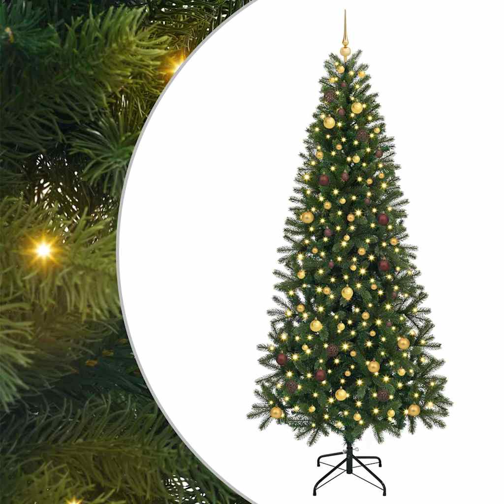 vidaXL Artificial Christmas Tree with 300 LEDs Green 240 cm PE and PVC