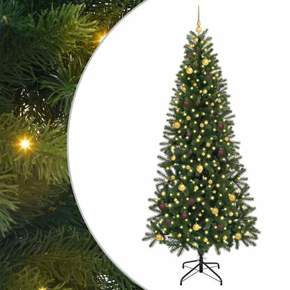 vidaXL Artificial Christmas Tree with 300 LEDs Green 240 cm PE and PVC