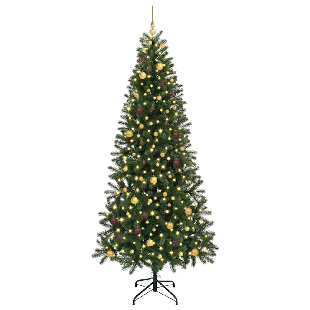 vidaXL Artificial Christmas Tree with 300 LEDs Green 240 cm PE and PVC
