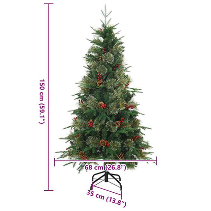 vidaXL Artificial Hinged Christmas Tree Green 150 cm PE and PVC - 51164