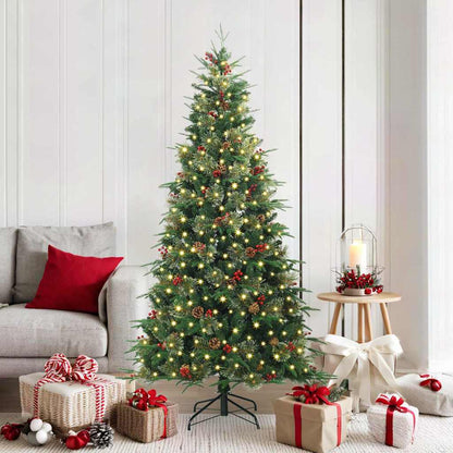 vidaXL Artificial Hinged Christmas Tree Green 180 cm PE and PVC