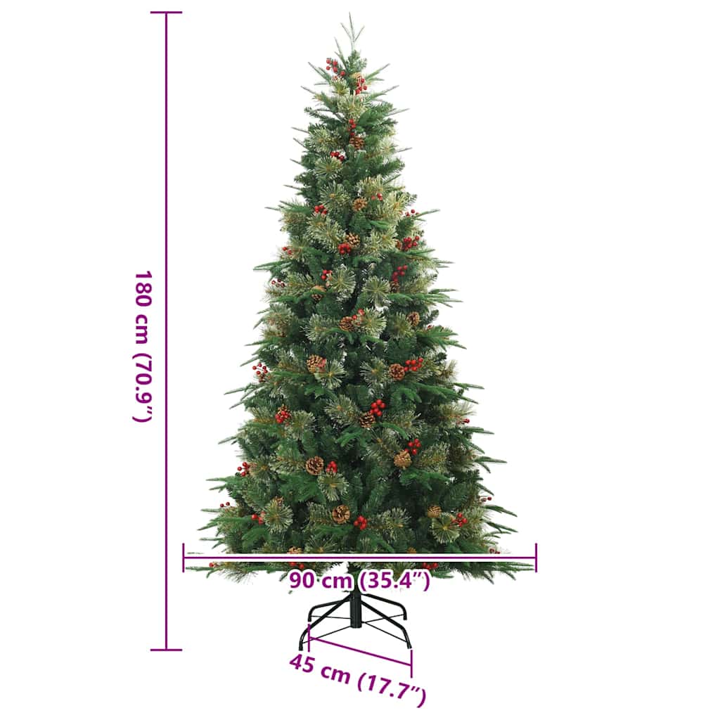 vidaXL Artificial Hinged Christmas Tree Green 180 cm PE and PVC - 51234