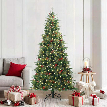vidaXL Artificial Hinged Christmas Tree Green 210 cm PE and PVC