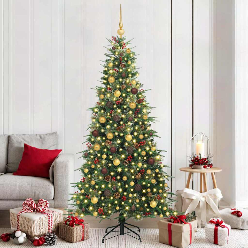 vidaXL Artificial Hinged Christmas Tree Green 210 cm PE and PVC - 51272