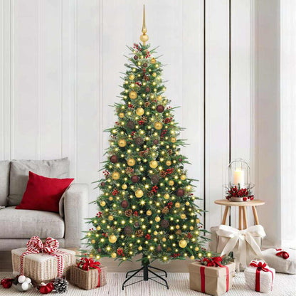 vidaXL Artificial Hinged Christmas Tree Green 210 cm PE and PVC - 51272