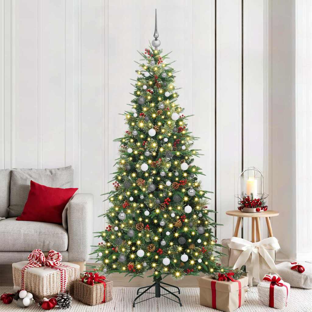 vidaXL Artificial Hinged Christmas Tree Green 210 cm PE and PVC - 51277