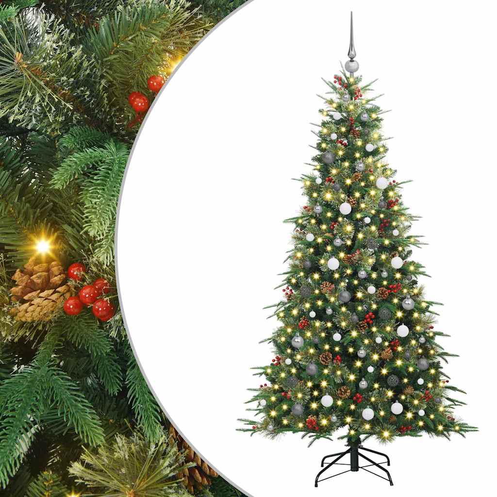 vidaXL Artificial Hinged Christmas Tree Green 210 cm PE and PVC - 51277