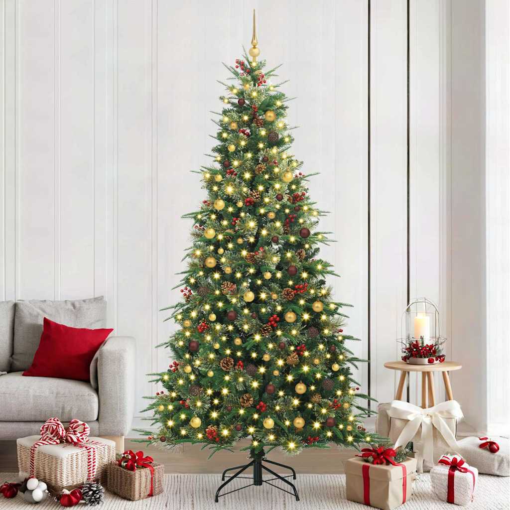 vidaXL Artificial Hinged Christmas Tree Green 240 cm PE and PVC - 51303